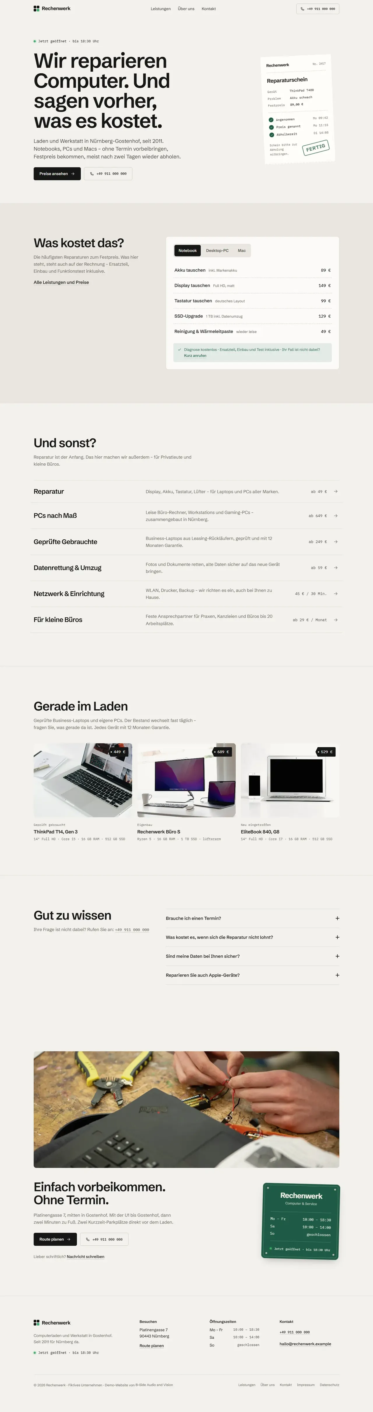 Vorschau der Website Rechenwerk auf dem Desktop